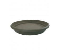 Plato redondo de plástico inyectado de 70 cm de diámetro modelo Terra de Plastiken en color taupe para base de macetas grandes