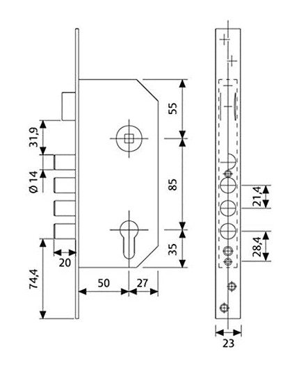 Cerradura Monopunto de Seguridad para Puerta de Madera Tesa - Níquelad