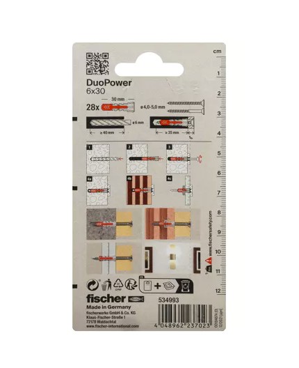 Tacos Fischer DuoPower 6x30: Versatilidad para Todas Tus Fijaciones