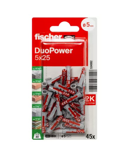 Fischer DuoPower 8x40: Ideal para Yeso, Hormigón y Madera