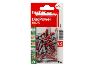Fischer DuoPower 8x40: Ideal para Yeso, Hormigón y Madera