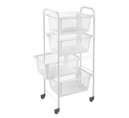 Carro multiusos blanco Metaltex con ruedas y cestas extraíbles. 2