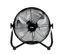 Ventilador de suelo industrial EDM de color negro mate con rejilla de seguridad y 3 velocidades
