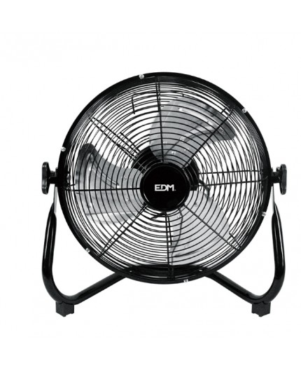 Ventilador de suelo industrial EDM de color negro mate con rejilla de seguridad y 3 velocidades