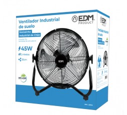 Ventilador de suelo industrial EDM de color negro mate con rejilla de seguridad y 3 velocidades 2