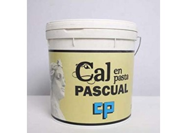 Cubo de cal en pasta de 20 KG de la marca Cales Pascual, preparado para aplicaciones profesionales.