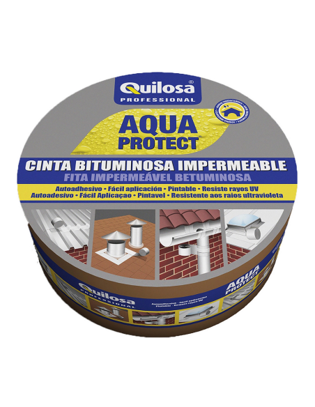 cinta bituminosa auto adhesiva color aluminio impermeable y flexible