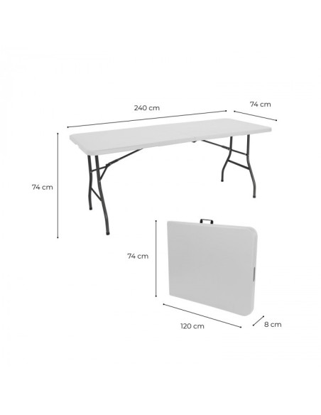 Mesa Plegable Jardín Blanca 240 cm - ¡Amplio Espacio para Compartir!
