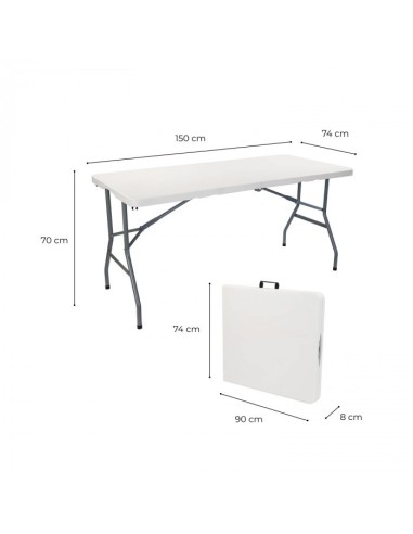 Mesa Plegable Jardín Blanca 150 cm - ¡Ideal para Espacios Pequeños!