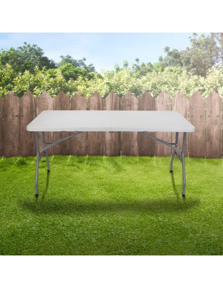Mesa Plegable Jardín Blanca 150 cm - ¡Ideal para Espacios Pequeños!