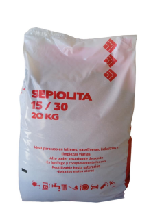 Saco de 20 KG de sepiolita absorbente para aceites y químicos