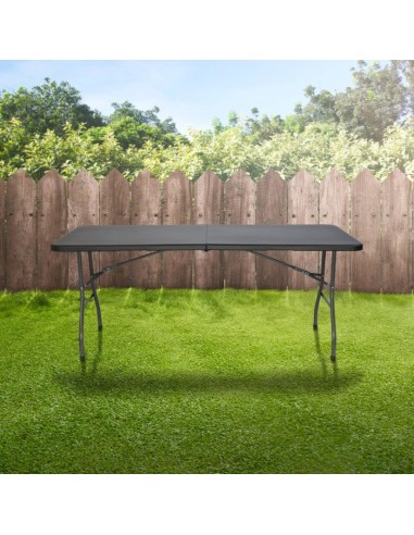 Mesa Plegable Jardín Negra 180 cm - ¡Elegancia para tu Exterior!