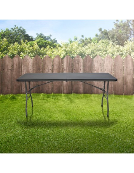 Mesa Plegable Jardín Negra 180 cm - ¡Elegancia para tu Exterior!