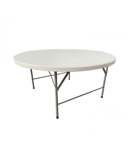 Mesa Plegable Redonda Jardín Granito Blanco 150 cm - ¡Elegancia