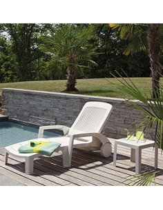 Mesa Auxiliar Jardín Grosfillex Miami Blanca 40 cm - ¡Versátil 2