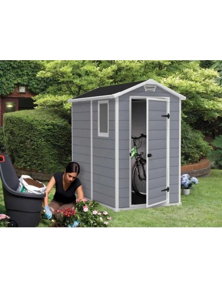 caseta de resina para jardín con suelo