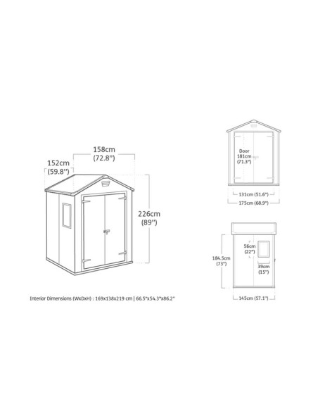 Caseta de resina exterior con suelo incluido, rejilla y ventana