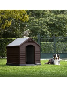 Caseta de resina para perros grandes en color chocolate 2