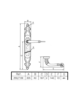 Manivela Trébol Forjado: Elegancia Rústica para Puertas 2