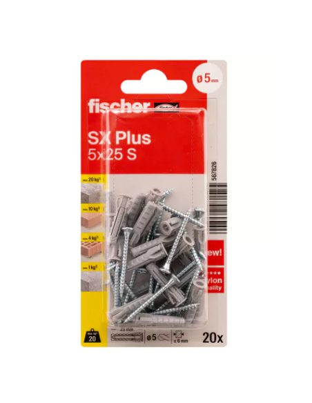 Tacos y Tornillos Fischer SX Plus S: Fijación Fácil y Segura