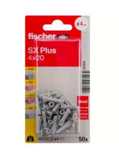 Tacos Fischer SX Plus 4x20: Fijación Segura en Yeso y Cartón-Yeso