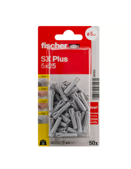 Tacos Fischer SX Plus 5x25: Fijación Segura y Versátil