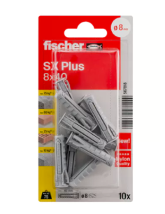 Tacos Fischer SX Plus 8x40: Fijación Sólida en Hormigón y Ladrillo
