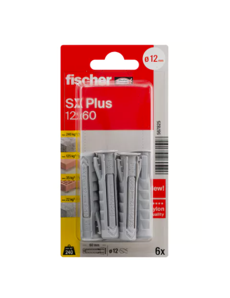 Fischer SX Plus 12x60: Fijación segura para cargas pesadas