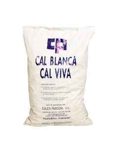 Saco de cal viva en piedra de 5 kg de la marca Cales Pascual, ideal para construcción y agricultura