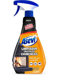 Limpiador ASEVI de cristales de chimenea 650 ml - elimina hollín y manchas con brillo impecable