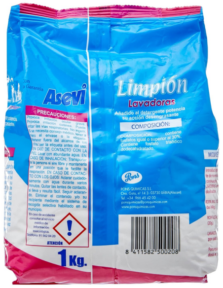 Asevi - Limpion Lavadoras 1 kg