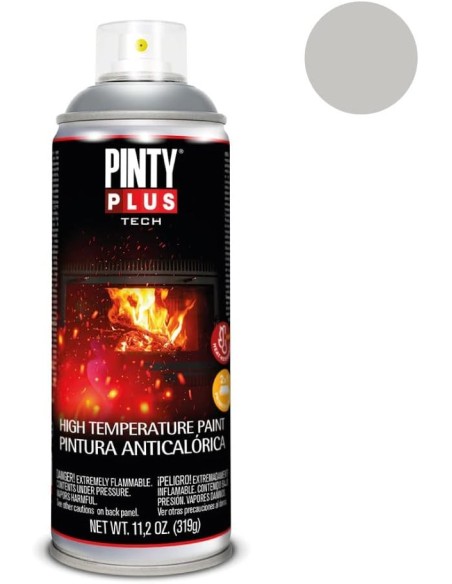 PINTYPLUS Pintura Spray Anticalórica Plata 400 ML - Alta Resistencia