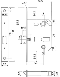 Tesa - Picaporte unificado para puertas de madera 134U5RHN 2