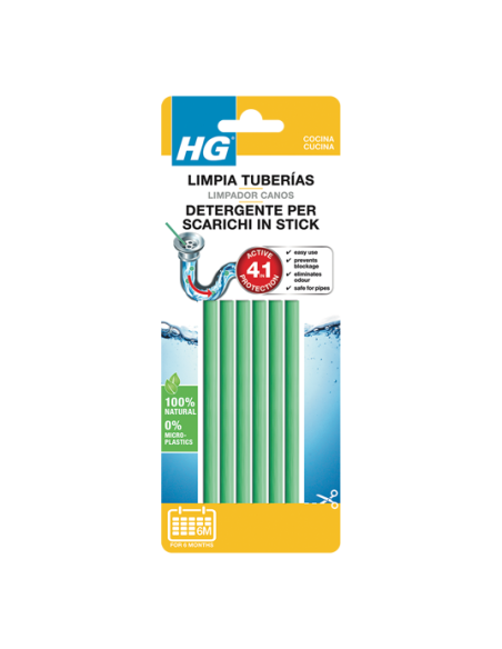 HG Limpia Tuberías en Sticks - 6 Palillos Desatascadores Eficaces