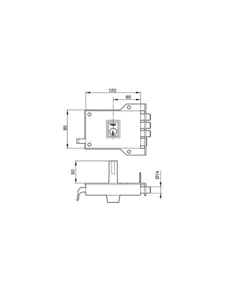 YALE - Cerradura de sobreponer 7A Mano Derecha Hierro Niquelado 60mm