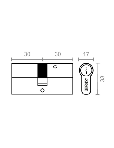 MICEL Cilindro de Seguridad CSO1 L15 30x30 MM Níquel - Alta Protección