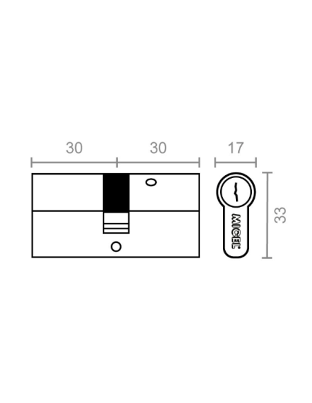 MICEL Cilindro de Seguridad CSO1 L15 30x30 MM Níquel - Alta Protección