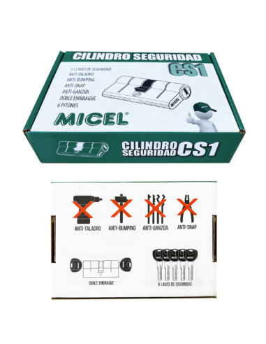 MICEL Cilindro de Seguridad CSO1 L15 30x40 MM Níquel - Protección Refo