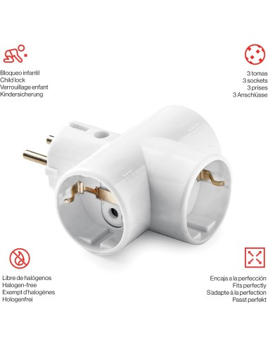 Famatel - Adaptador Triple Lateral con Portacontactos de Cerámica