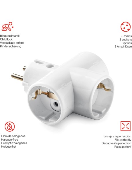 Famatel - Adaptador Triple Lateral con Portacontactos de Cerámica