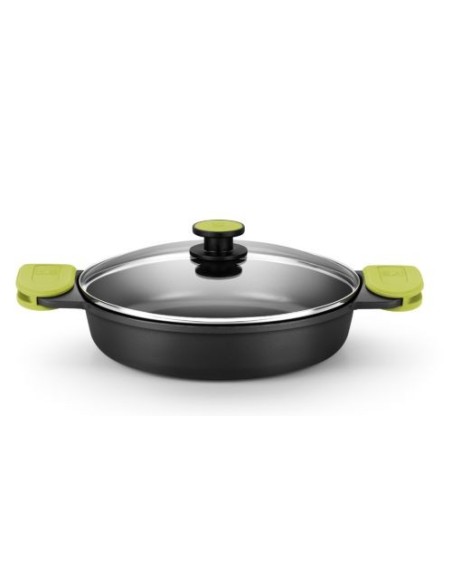 Bra Cazuela Baja 28 cm – Aluminio Fundido, Inducción y Tapa de Vidrio