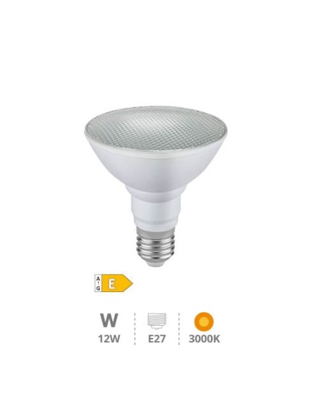 GSC Bombilla LED PAR30 12W E27 3000K IP65 - Iluminación Cálida y Dura
