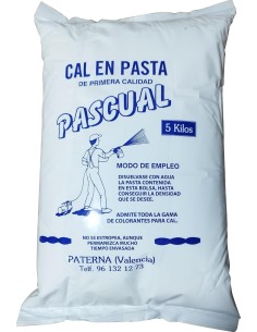 Bolsa de 5 kg de Cal en pasta CALES PASCUAL, mostrando el envase y la marca. 2