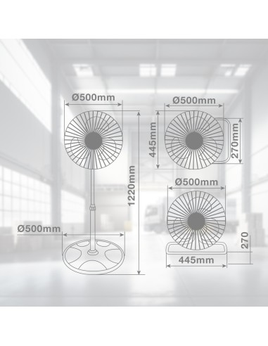 GSC Ventilador Metálico 3 en 1 Sassela 50CM 70W - Potente y Adaptable