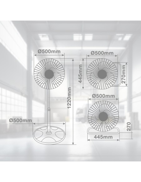 GSC Ventilador Metálico 3 en 1 Sassela 50CM 70W - Potente y Adaptable
