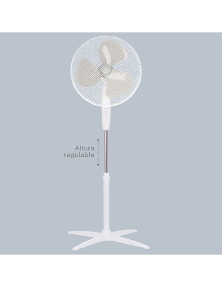 GSC Ventilador de Pie Nametil 43CM 45W Blanco - Frescor Silencioso