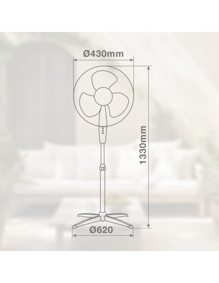 GSC Ventilador de Pie Nametil 43CM 45W Blanco - Frescor Silencioso