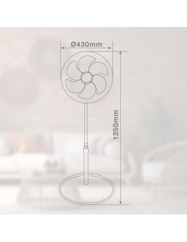 GSC Ventilador de Pie Sortino 43CM con Mando y Temporizador