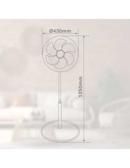 GSC Ventilador de Pie Sortino 43CM con Mando y Temporizador