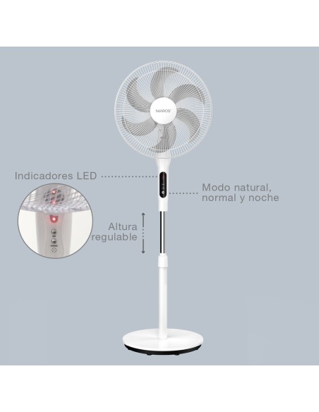 GSC Ventilador de Pie Sortino 43CM con Mando y Temporizador